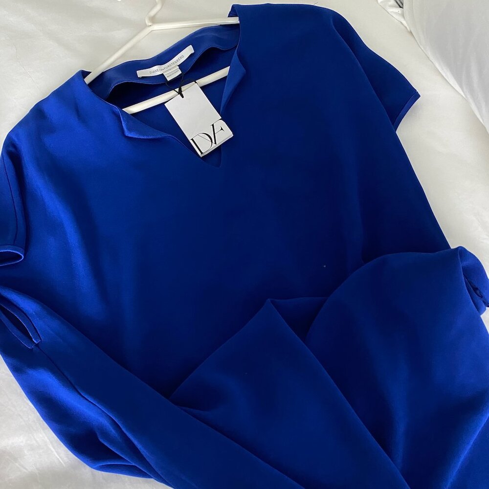 NWT Diane Von Furstenberg DVF Kora Shift Dress Size SMALL Cosmic Cobalt Blue - Picture 3 of 3